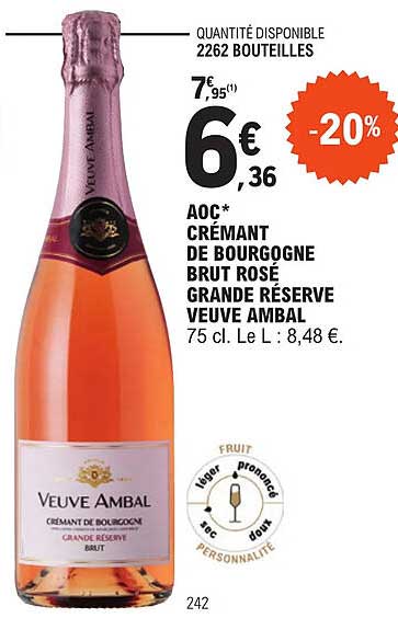aoc crémant de bourgogne brut rosé grande réserve veuve ambal