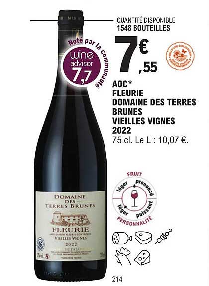 aoc fleurie domaine des terres brunes vieilles vignes 2022