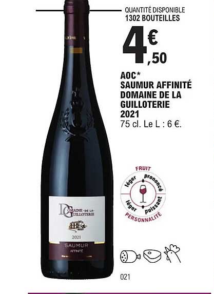Aoc Saumur Affinité Domaine De La Guilloterie 2021