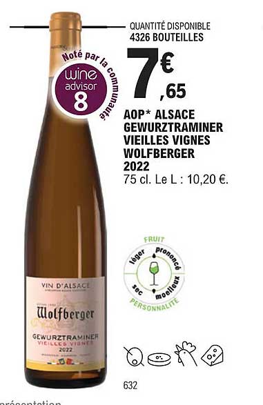 aop alsace gewurztraminer vieilles vignes wolfberger 2022