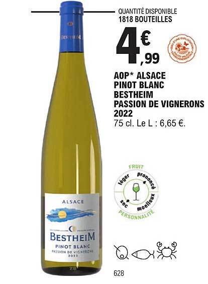 aop alsace pinot blanc bestheim passion de vignerons 2022