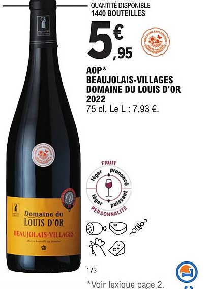aop beaujolais-villages domaine du louis d'or 2022