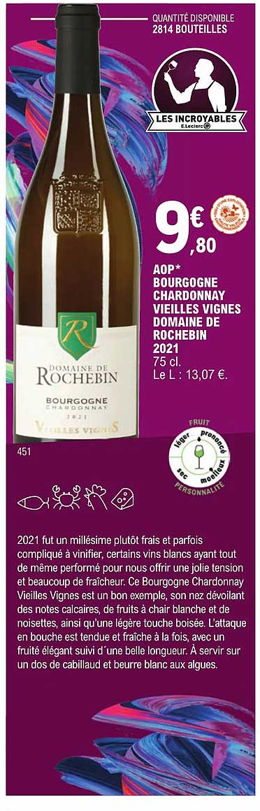 aop bourgogne chardonnay vieilles vignes domaine de rochebin 2021