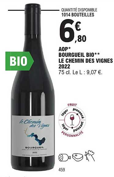 aop bourgueil bio le chemin des vignes 2022