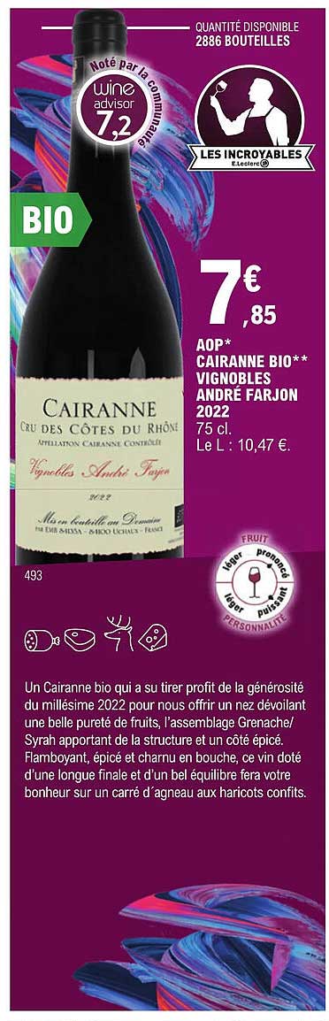 aop cairanne bio vignobles andré farjon 2022