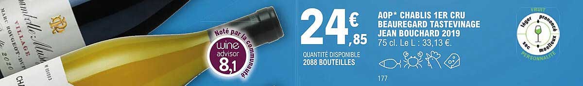 aop chablis 1er cru beauregard tastevinage jean bouchard 2019