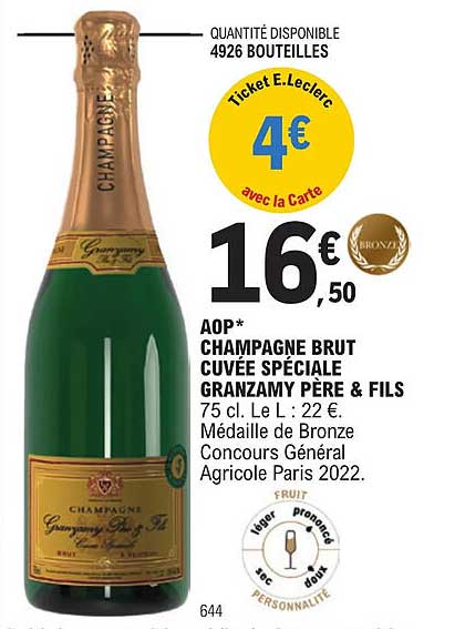 aop champagne brut cuvée spéciale granzamy père & fils