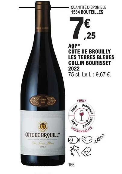 Aop Côte De Brouilly Les Terres Bleues Collin Bourisset 2022