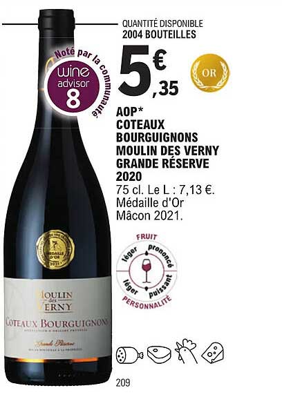 aop côteaux bourguignons moulin des verny grande réserve 2020