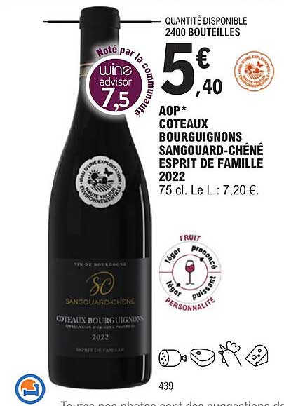 aop côteaux bourguignons sangouard-chéné esprit de famille 2022