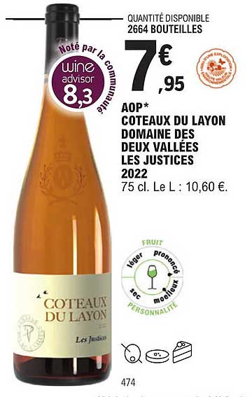 aop côteaux du layon domaine des deux vallées les justices 2022