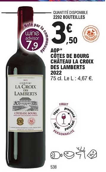 aop côtes de bourg château la croix des lamberts 2022