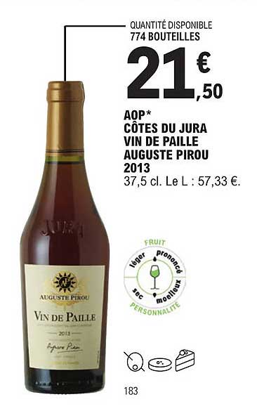 aop côtes du jura vin de paille auguste pirou 2013