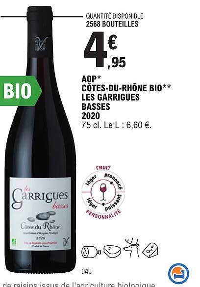 aop côtes-du-rhône bio les garrigues basses 2020