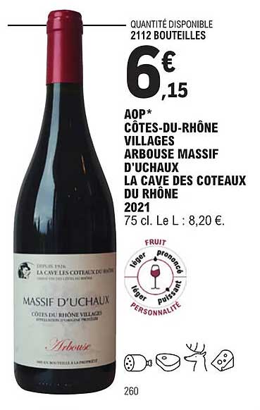 aop côtes-du-rhône villages arbousse massif d'uchaux la cave des côteaux du rhône 2021