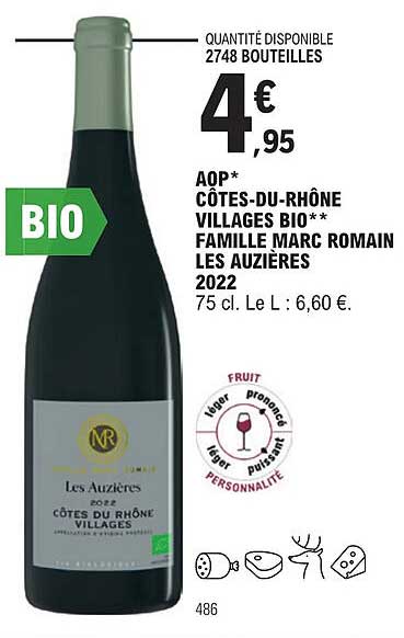 aop côtes-du-rhône villages bio famille marc romain les auzières 2022