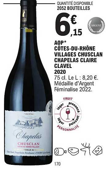 aop côtes-du-rhône villages chusclan chapelas claire clavel 2020