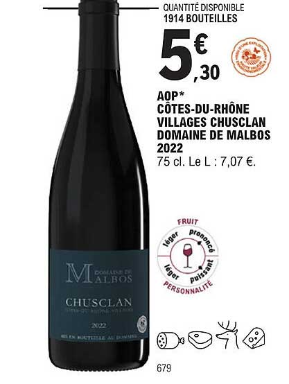 aop côtes-du-rhône villages chusclan domaine de malbos 2022