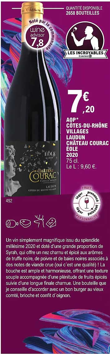 aop côtes-du-rhône villages laudun château courac éole 2020