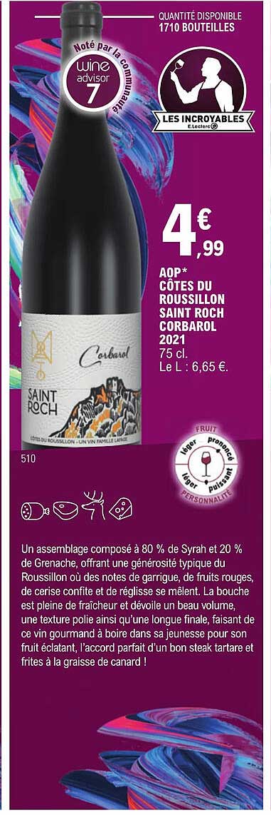 aop côtes du roussillon saint roch corbarol 2021
