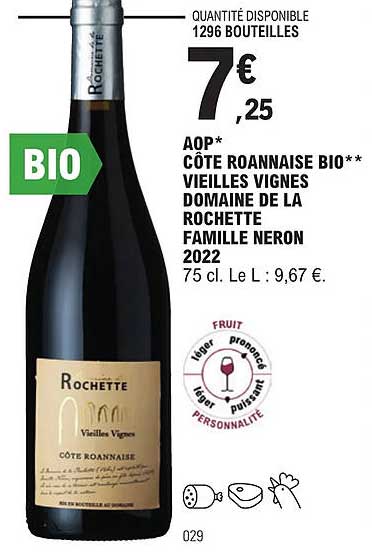 aop côtes roannaise bio vieilles vignes domaine de la rochette famille neron 2022