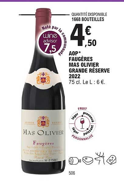 aop faugères mas olivier grande réserve 2022