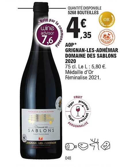 aop grignan-les-adhémar domaine des sablons 2020