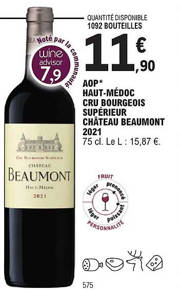 aop haut-médoc cru bourgeois supérieur château beaumont 2021