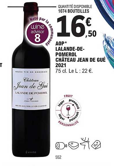 aop lalande-de-pomerol château jean de gué 2021