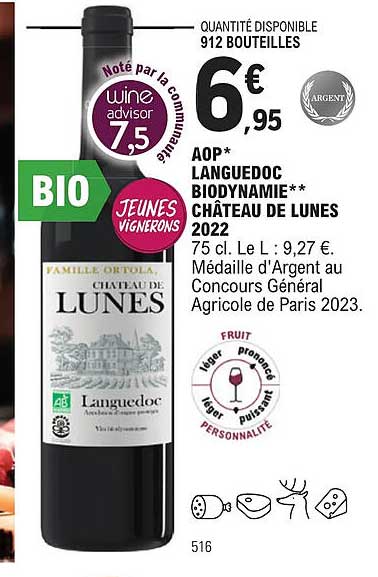aop languedoc biodynamie château de lunes 2022