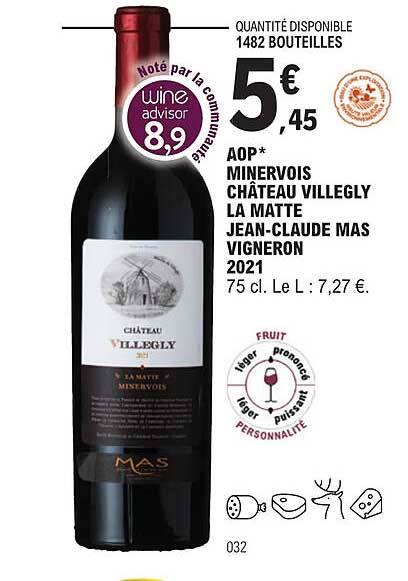 aop minervois château villegly la matte jean-claude mas vigneron 2021