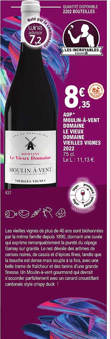 aop moulin-à-vent domaine le vieux domaine vieilles vignes 2022
