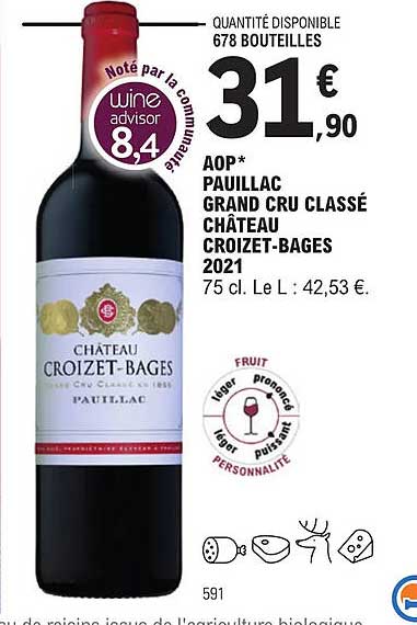 aop pauillac grand cru classé château croizet-bages 2021