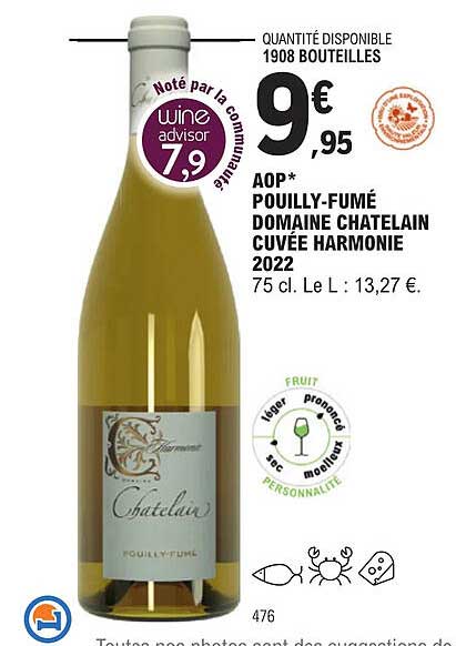 aop pouilly-fumé domaine chatelain cuvée harmonie 2022