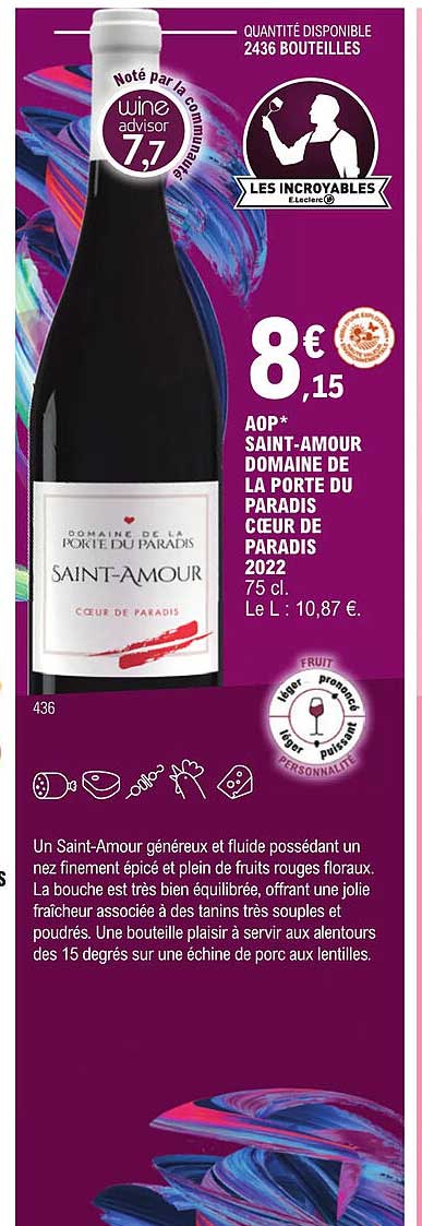 aop saint-amour domaine de la porte du paradis 2020