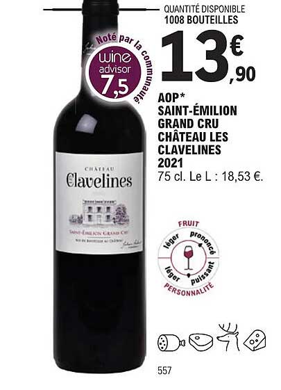 aop saint-émilion grand cru château les clavelines 2021