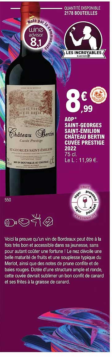 aop saint-georges saint-émilion château bertin cuvée prestige 2022