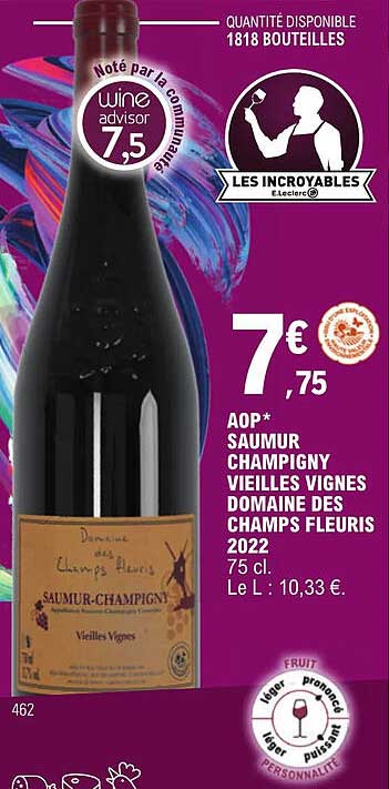 aop saumur champigny vieilles vignes domaine des champs fleuris 2022