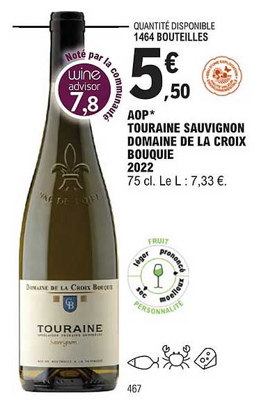 aop touraine sauvignon domaine de la croix bouquie 2022