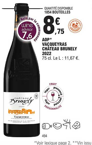 aop vacqueyras château brunely 2022