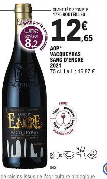 aop vacqueyras sang d'encre 2021