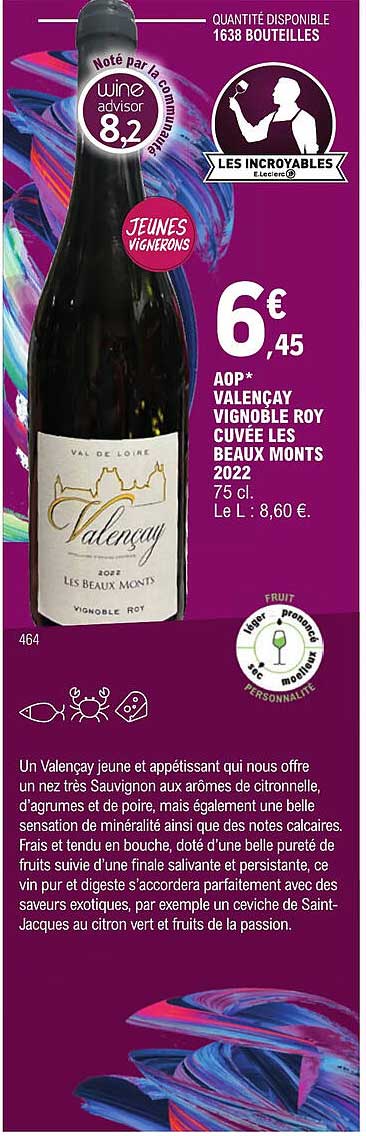 aop valençay vignobles roy cuvée les beaux monts 2022