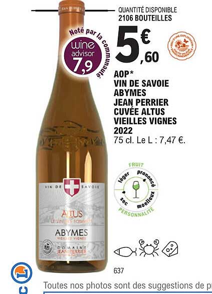 aop vin de savoie abymes jean perrier cuvée altus vieilles vignes 2022