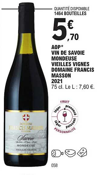 aop vin de savoie mondeuse vieilles vignes domaine francis masson 2021