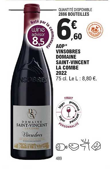 aop vinsobres domaine saint-vincent la combe 2022