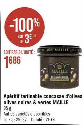 Apéritif Tartinable Concasse D'olives Olives Noires & Vertes Maille
