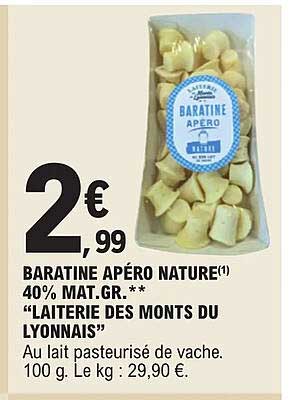 baratine apéro nature 40% mat.gr. "laiterie des monts du lyonnais"