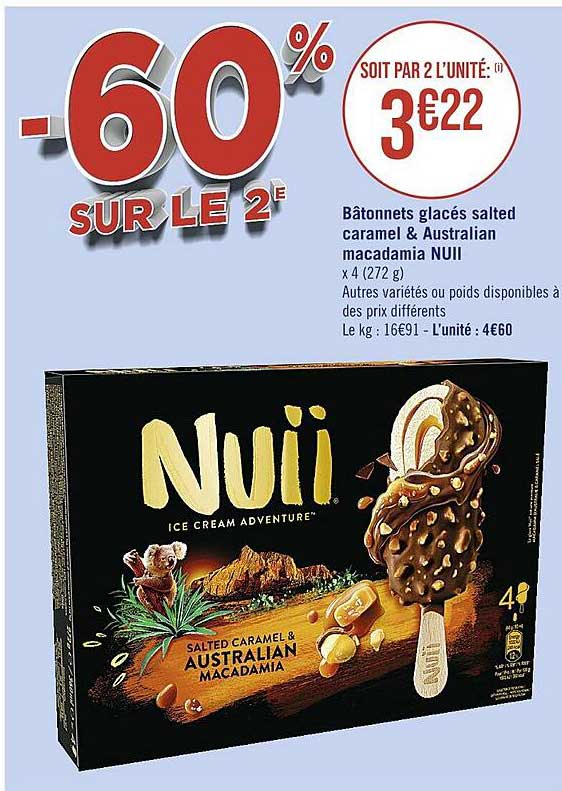 bâtonnets glacés salted caramel & australian macadamia nuii