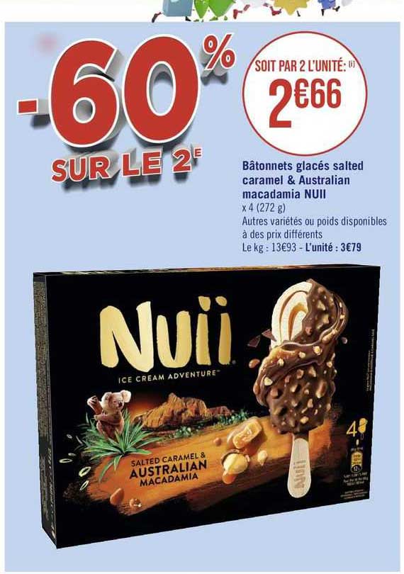 bâtonnets glacés salted caramel & australian macadamia nuii