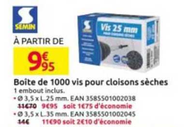 boîte de 1000 vis pour cloisons sèches
